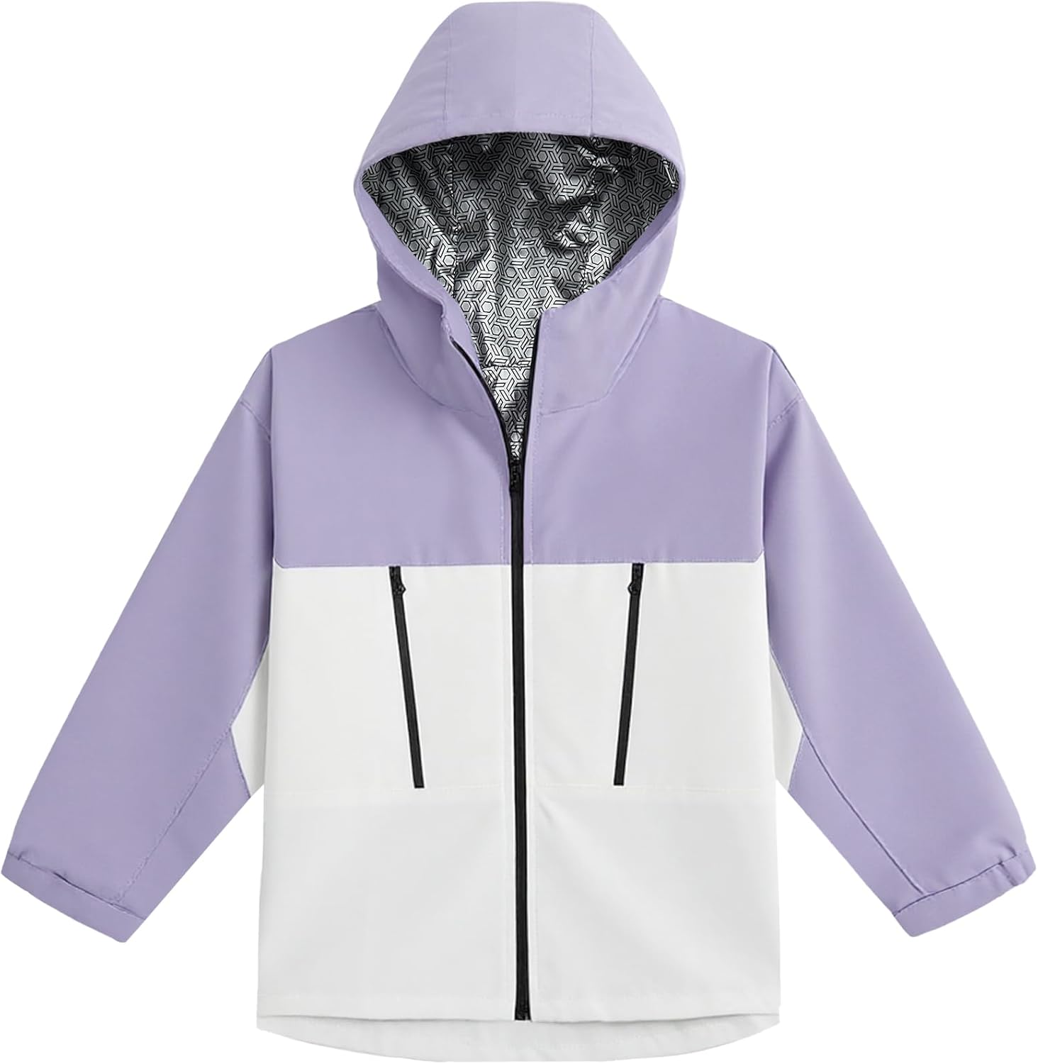 Boys Girls Rain Jacket Lightweight Waterproof Kids Raincoat Color Block Hooded Windbreakers Outdoor for 4-12Y