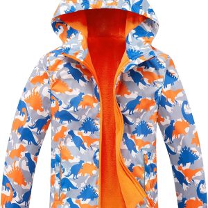 Boys Outdoor Color Block Fleece Lining Windproof Jackets with Hood