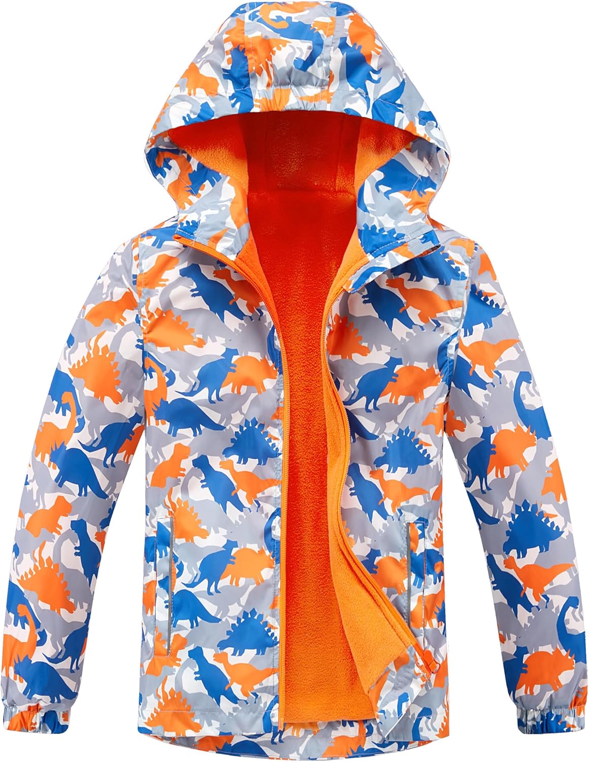 Boys Outdoor Color Block Fleece Lining Windproof Jackets with Hood