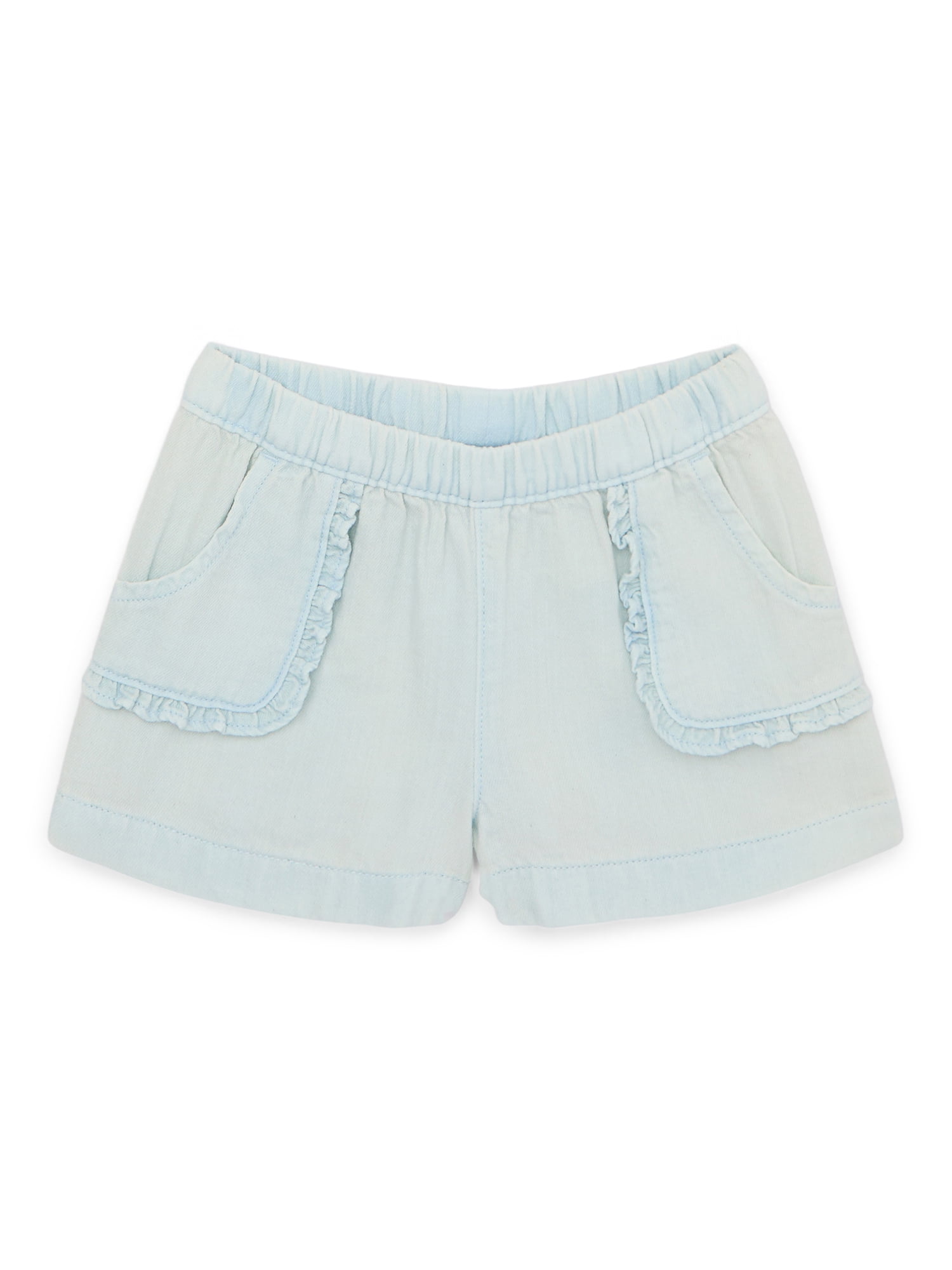 Baby Girl Denim Ruffle Pocket Shorts, Sizes 0-24 Months