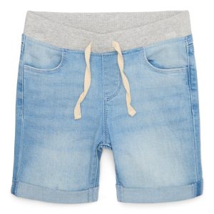 Girls Knit Waistband Denim Shorts, Sizes 4-18 & Plus